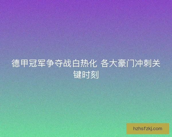德甲冠军争夺战白热化 各大豪门冲刺关键时刻